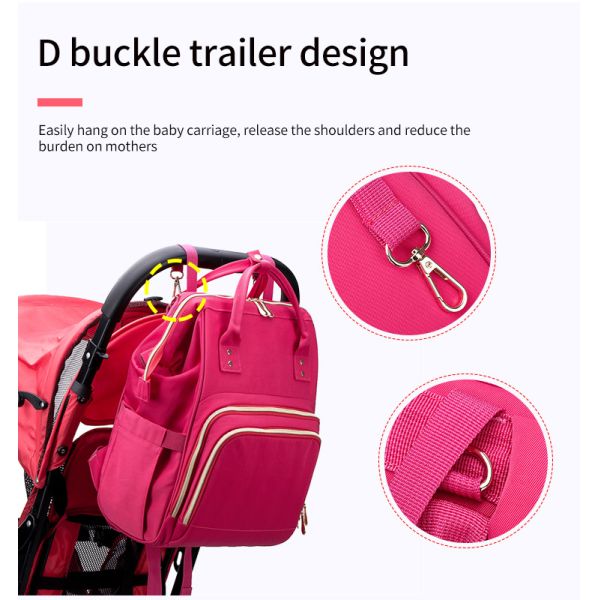 Multifunctional Adventure Diaper Bag Backpack With USB D Buckle Trailer Design