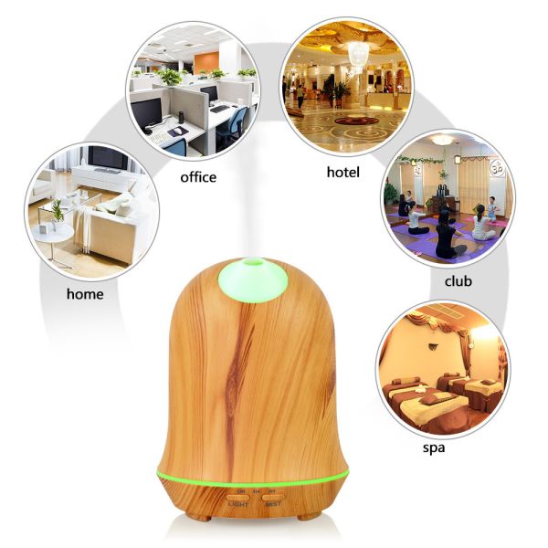 7 Color LED Light Changing Wood Grain Cool Mist Humidifier