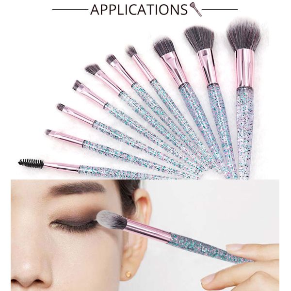 2019 10 Piece Brand New Design Hot sale Makeup brushes private label Normal size Blush Eyeshadow Powder Glitter Makeup Brush Set