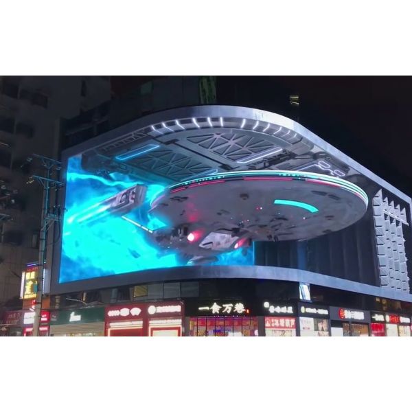 Outdoor Giant Curve Video Wall Naked Eye 3D LED Display , P15.6 Full Color LED Screen