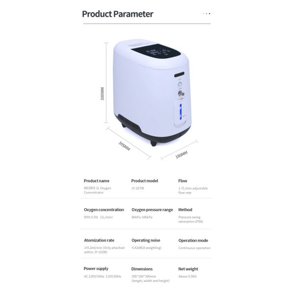 7L High Efficiency Medical Grade Oxygen Concentrator for Home Use