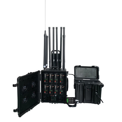 Man Pack VHF UHF Mobile Phone Signal Jammer/WiFi /GPS L1,130W Max 5 Bands,1-2 Hours Built-in Battery