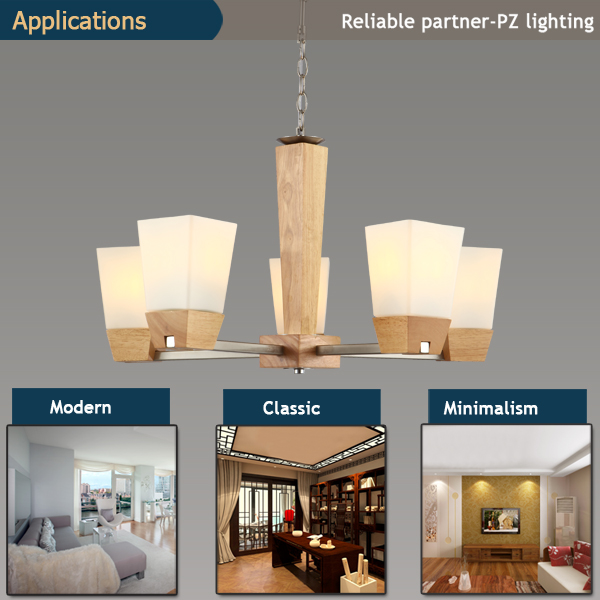 OAK Wooden pendant lamp glass lamp shade E27 light socket 100-240V AC available CE/ROHS