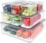 Fridge Organizer, Stackable Refrigerator Organizer Bins With Lids, BPA-Free