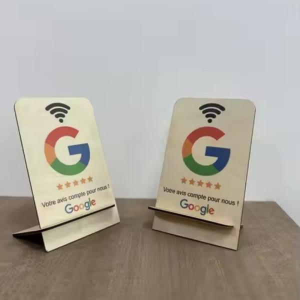 Google Review NFC Wood Stand Display Business Reviews Smart NFC Wooden Stand for Restaurant Wifi connection