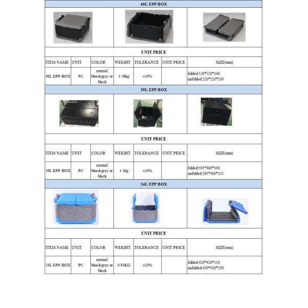 Large 39L Collapsible 40cm EPP Packaging Foam 1.1kg Cooler Insulation Box