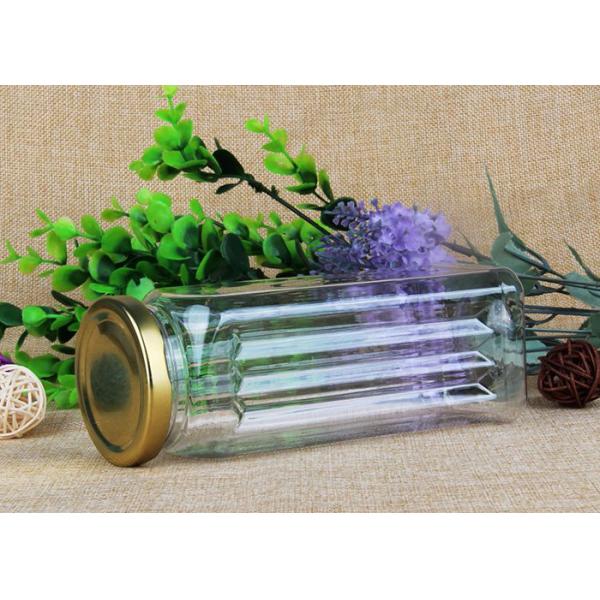 Damp-Proof Square Transparent Plastic Jars With Iron Lid Packaging 550ml