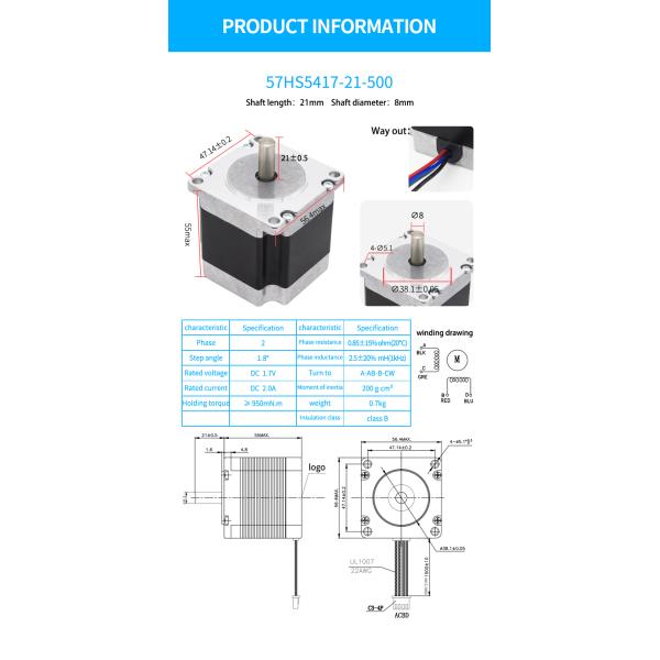 Umot 57mm*55mm Hybrid Micro Stepper Motor with High Torque 12v Nema 23 Stepping Motor