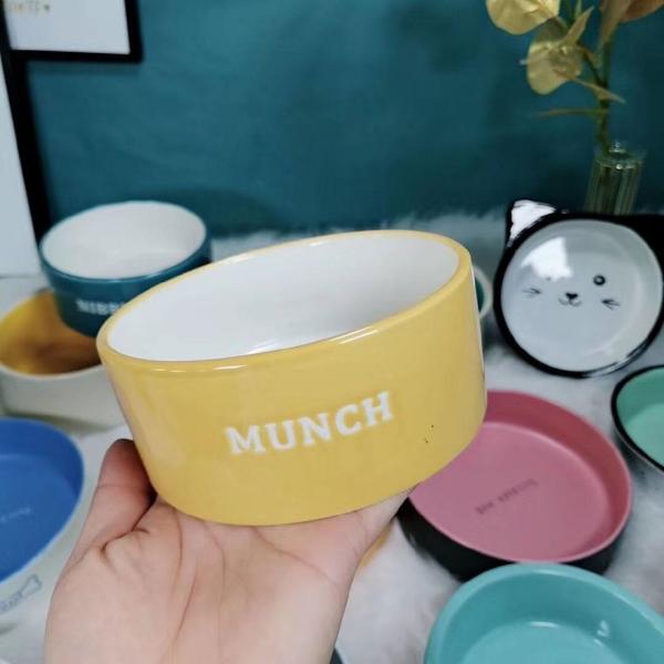Cute Printing Dog Ceramic Feeder Pet Cat Feeding Bowls