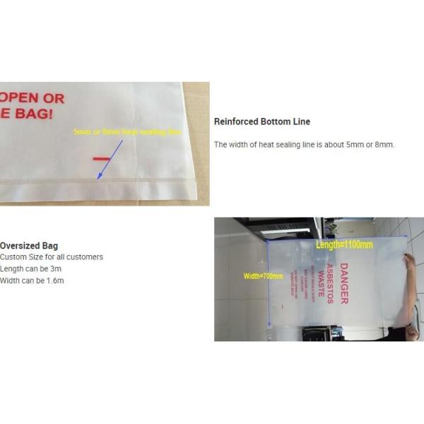 PE packing bag for Asbestos fibers, large size thicker LDPE asbestos remove bags, Large Asbestos Waste Removal Bags, pac