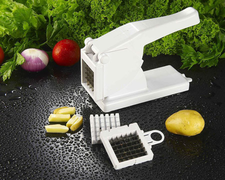 White ABS Plastic Vegetable Cutter , 2PC Blades Potato Chopper With Cupule