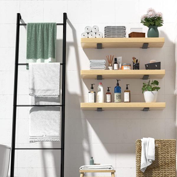 8 Inch Black Metal L Brackets Hidden Brackets for Floating Wood Shelves Tolerance 0.02