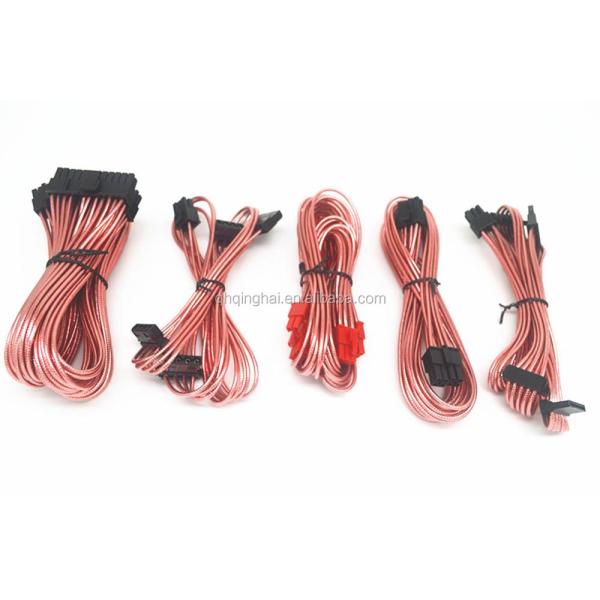 Modular Computer Cable Kits for Power Supply Extension Cable 18AWG with Extra-Sleeved 24 Pin 8Pin 6Pin