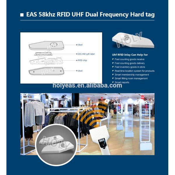 UHF RFID Tag+AM 58KHz Label Dual Frequency Long Range Hard Tag for Clothing Stock Management