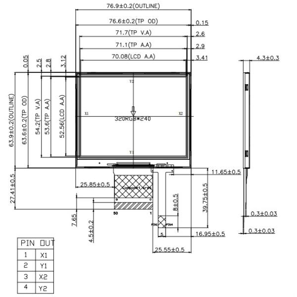 3.5 Inch TFT LCD Module High Brightness Landscape With 16 / 18 / 24 Bit Rgb Interface