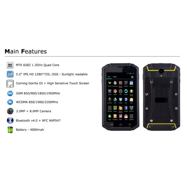 RFA583 BATL BP25 GPS 1+8GB rugged phone,android phone for apps management