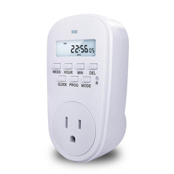 US Plug Smart Power Socket Digital Timer Switch Energy Saving Adjustable Programmable Setting of Clock/ On/ Off Time