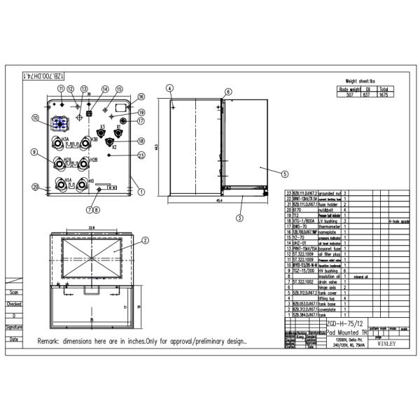 50kva Pad Mounted Transformer 12470V/240V Single Phase Distribution Transformer