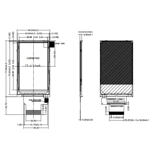 Ips Display 3.0 Inch 240*400 Full Viewing Angle Sunlight Readable Tft Lcd Module With Build In Capacitive Touch Panel