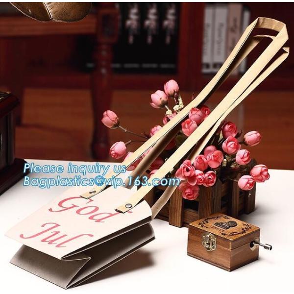 tea brown paper bag with logo print eco friendly With Ribbon Handles wine packaging offset bags,Decorative Paper Bags wi