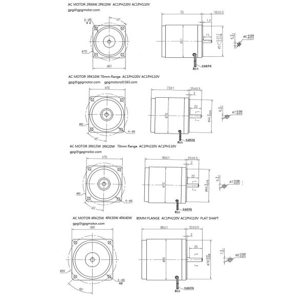 30w 70mm Electric Ac Motors Electric Motor Speed Control Induction Reversible