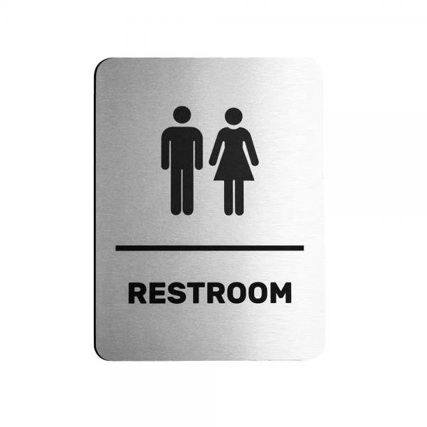 Brushed Aluminum Custom Reflective Sign Unisex Restroom Symbol