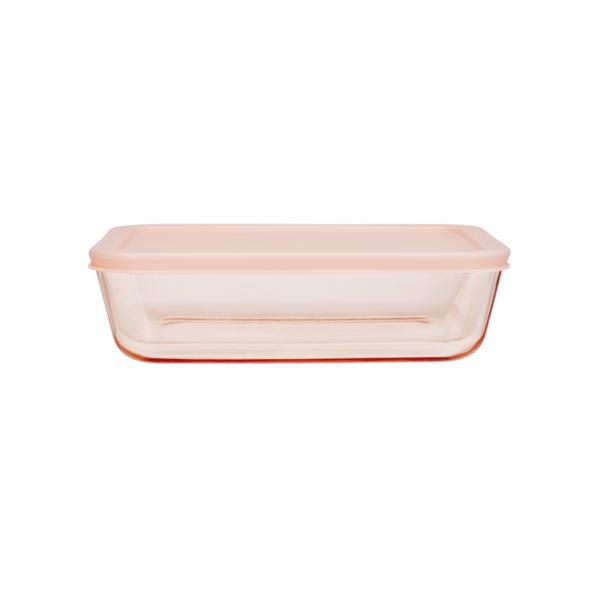 Pink Color Sprayed Glass Food Container with PE Lid