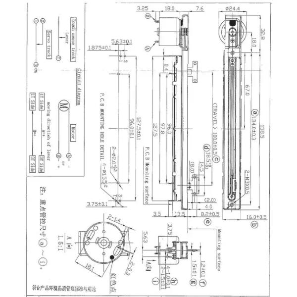 PC Pins SM100N Motorised Linear Potentiometer 10k Ohm Slide For Audio Mixer Console