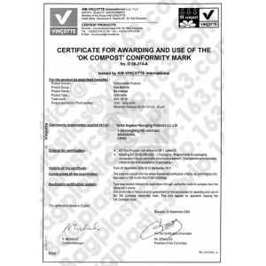 YANTAI BAGEASE ECO-FRIENDLY PACKAGING PRODUCTS CO.,LTD. Certifications