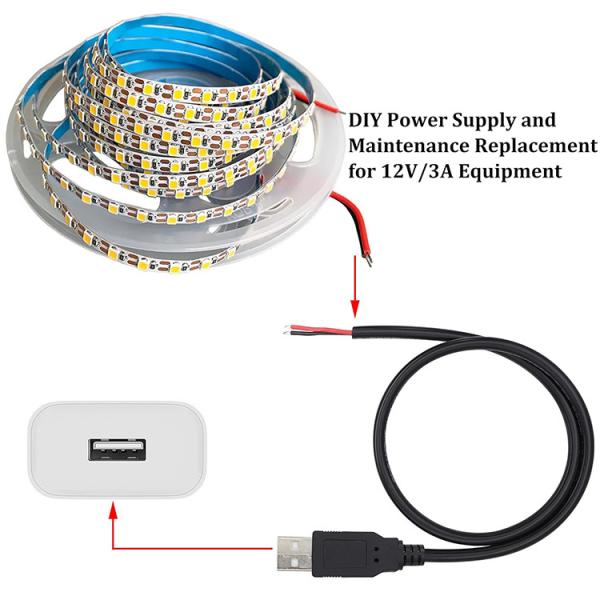 5V USB to Open Stripped Tinned Bare Wires End Pigtail Power Charger Cable for LED Strip Light Lamp