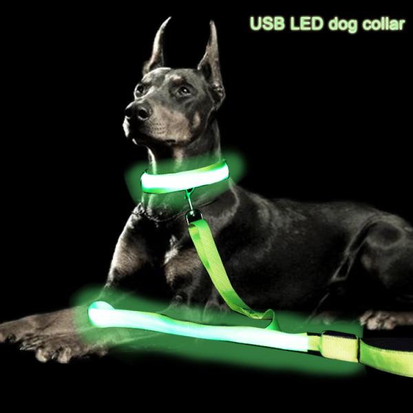 LED Lighted Nylon Fabric Safety Pet Dog Leash With Bright Shining Light