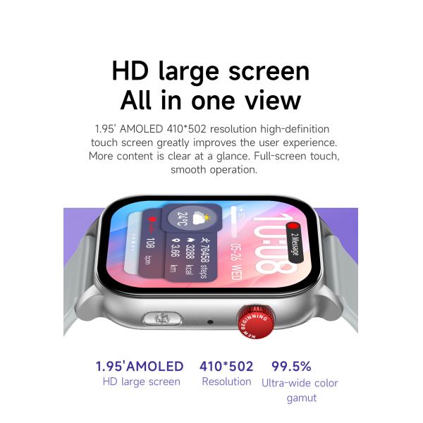 AI Voice Assistant Square Shape Smart Watch Health Monitoring Smart Watch