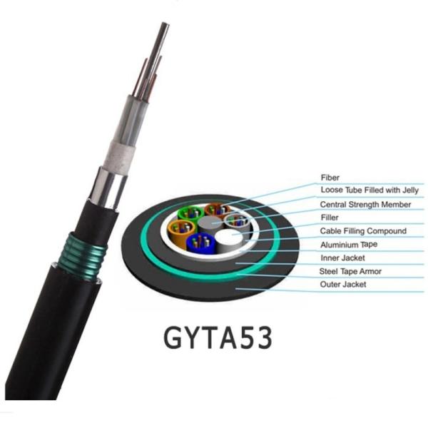 100 N/100mm Fiber Outdoor FTTH Cable GYTY53 Optical Direct Buried Cable