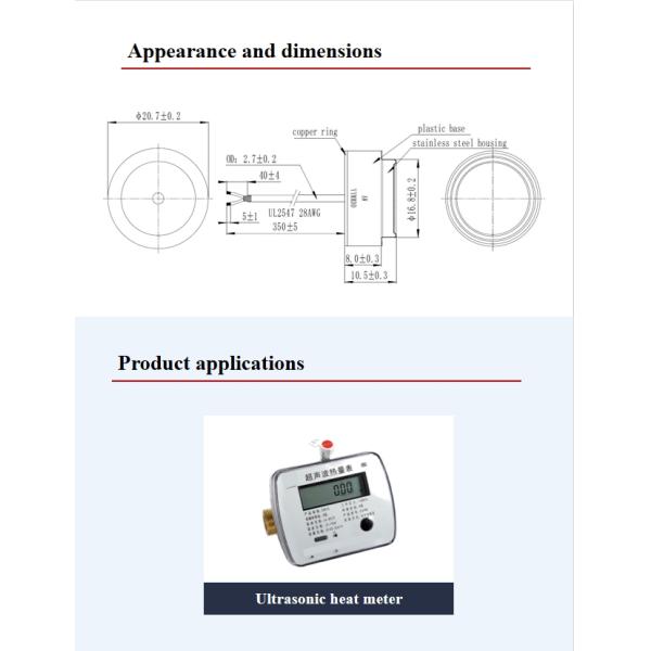 1MHz Piezo Ultrasonic Transducer Stainless Steel Flow Sensor Transducer
