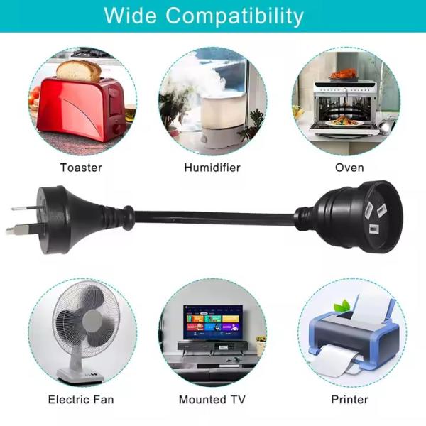 SAA Certified AU 3Pin Male to Female Power Extension Cord