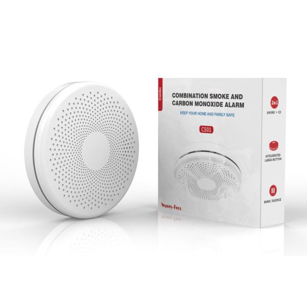 White Wireless Smoke Alarms Detector Carbon Monoxide And Smoke Detector With AA Alkaline Battery