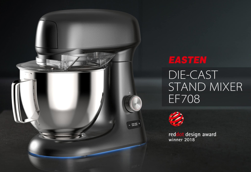 Easten Reddot Die-cast Stand Mixer EF708/ Top Quality Multifunction 4.8 Liters Stand Food Mixer With Rotating Bowl