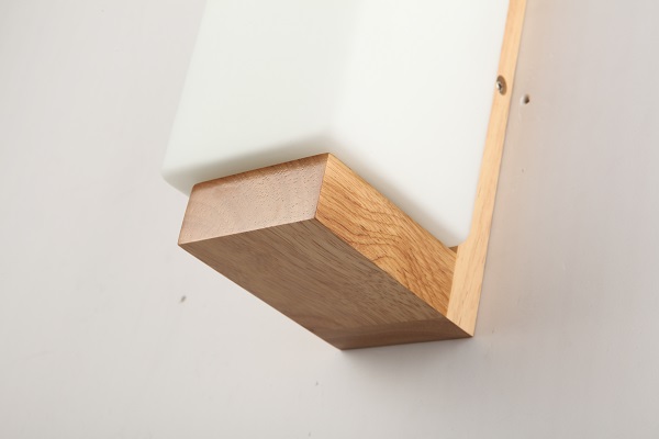 Decorative OAK wood wall lamp E27 socket residential lighting with handblown glass shade