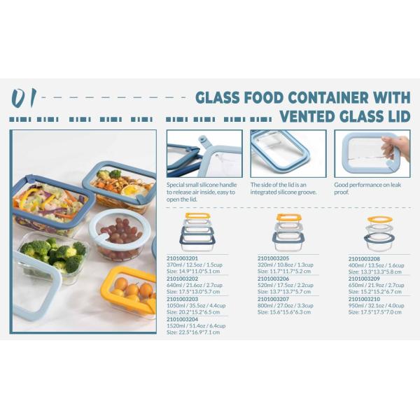 Oven Safe and Dishwasher Safe Glass Food Container with Freezer Safe Borosilicate Glass Lid