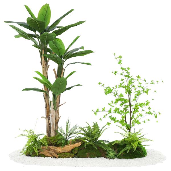 Lifelike Artificial Banana Tree Landscaping Projects For Indoor Decoration Exibition Hall
