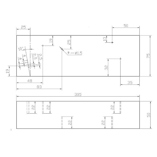 305mm x 75mm x 50mm IOW Ultrasonic Calibration Blocks IOW for beam profile measurement