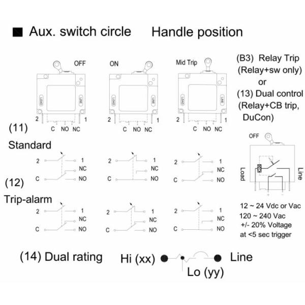 1A - 100A DC Short Circuit Protection Hydraulic Magnetic Circuit Breaker 125V 250V 380V 400V AC