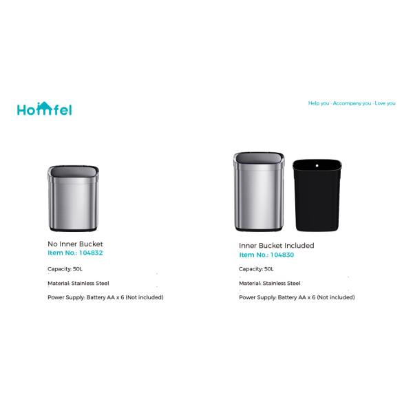 Smart Sensor Automatic 20L 16L Square Touchless Stainless Steel Sensor Trash Bin Intelligent with Batteries Required Yes