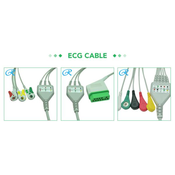 60cm 90cm, 6 Lead black Holter ECG Cable, Snap, Schiller MT101 / MT102 Compatible, China Medical
