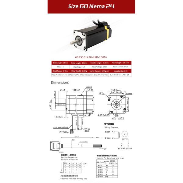 High Torque Nema 11 17 23 24 34 Integrated Closed Loop Stepper Motor With Encoder DC1.5-6A