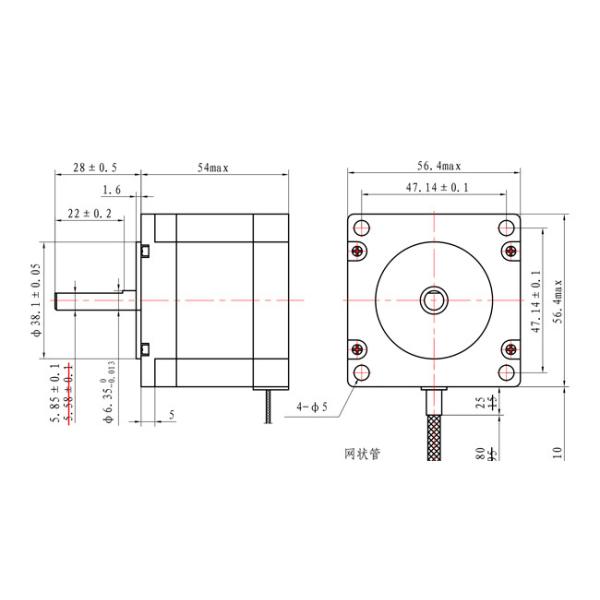 Nema 23 Bipolar 1.8deg 1.2Nm (170oz.in) 57x57x54mm 4 Wires Stepper Motor For XYZ Axis CNC
