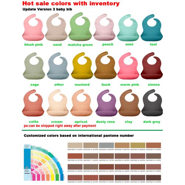 Antibacterial Toddler silicone scoop bib Waterproof Feeding Bibs With Crumb Catcher