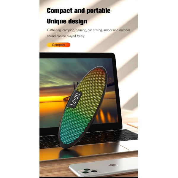 Wireless Clock Speaker With Screen Display Colorful Light And Sound In Plastic Cabinet