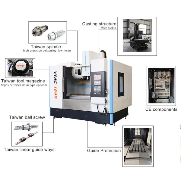 Chain Chip Conveyor VMC Machining Center VMC1270 with 3 Axes and 700mm Y Axis Travel