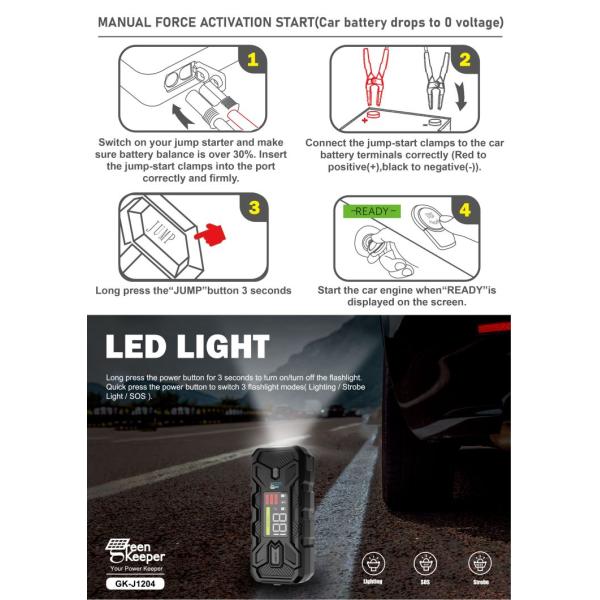Small Cars Jump Starter 20000mah 12v Portable Emergency Power Bank for Car Battery Jumper